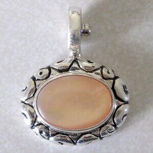Joseph Esposito ESPO Sterling Peach Pink Mother of Pearl Snap-In Pendant